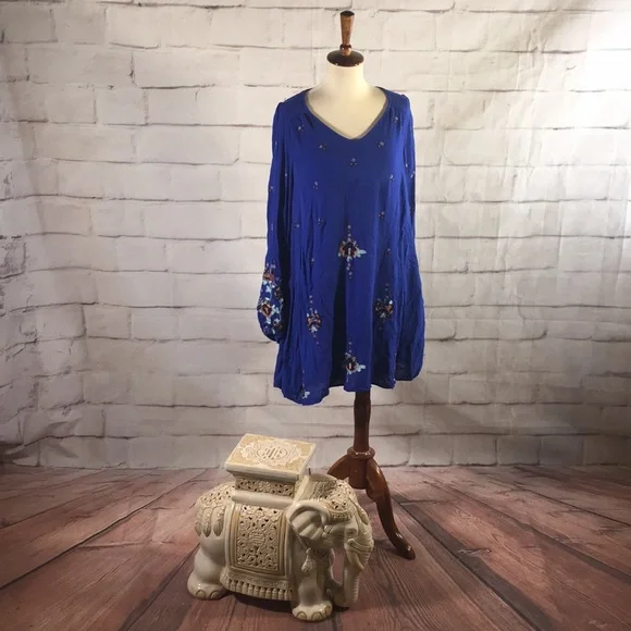 free people royal blue dress Powder Blue Tulle Dress - MC11341 Embroider main image 0
